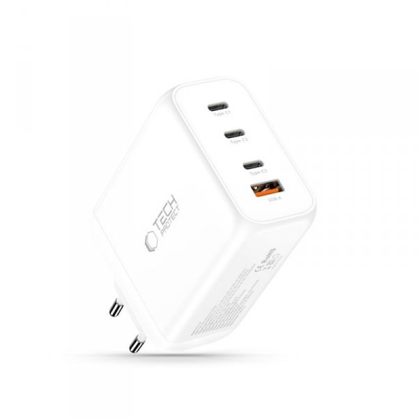 Szybka Ładowarka Sieciowa Tech-Protect NC200W-GaN 4-Port PD 200W QC3.0 White