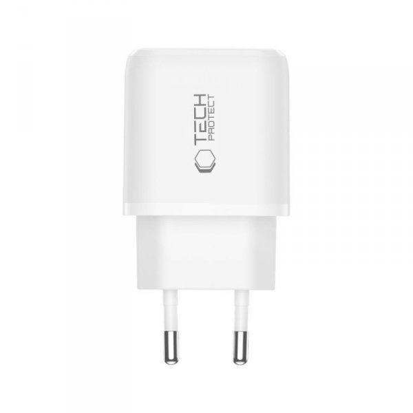 Ładowarka Sieciowa Tech-Protect NCA45W-GaN 2-Port PD 45W QC3.0+ Kabel USB-C White