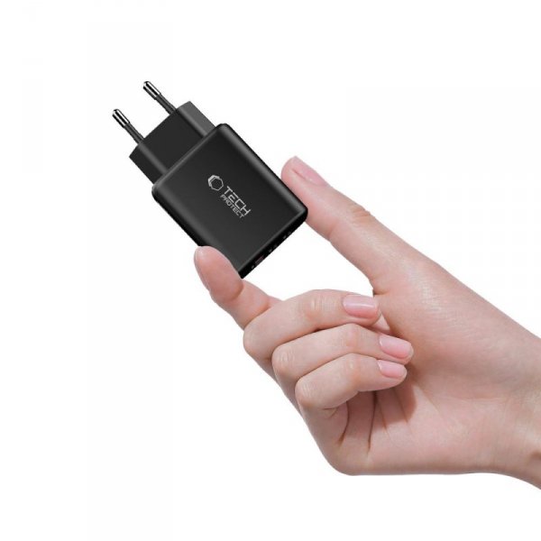 Ładowarka Sieciowa Tech-Protect NCA65W-GaN 3-Port PD 65W Black