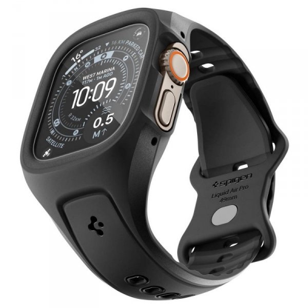 SPIGEN LIQUID AIR PRO & TEMPERED GLASS APPLE WATCH ULTRA 1 / 2 / 3 (49 MM) BLACK