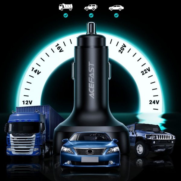 Acefast ładowarka samochodowa 101W 2x USB Typ C / USB, PPS, Power Delivery, Quick Charge 4.0, AFC, FCP czarny (B5)