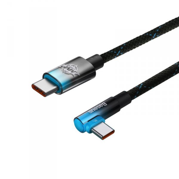 Baseus MVP Elbow kątowy kabel przewód Power Delivery z bocznym wtykiem USB Typ C / USB Typ C 1 m 100W 5A niebieski (CAVP000621)