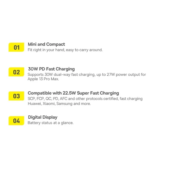 Baseus Adaman2 powerbank z wyświetlaczem cyfrowym 10000mAh 30W 2 x USB / 1x USB Typ C Overseas Edition PD QC SCP czarny (PPAD040