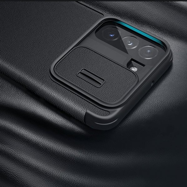 Nillkin Qin Cloth Pro Case etui do Samsung Galaxy S22 osłona na aparat kabura pokrowiec obudowa z klapką szary