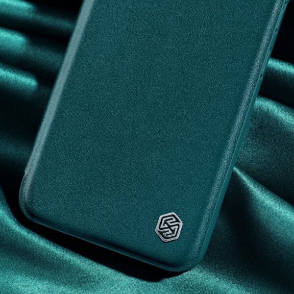 Nillkin Qin Cloth Pro Case etui do Samsung Galaxy S22 Ultra osłona na aparat kabura pokrowiec obudowa z klapką niebieski