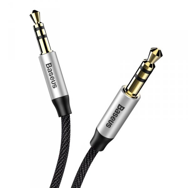 Baseus Yiven M30 kabel audio stereo AUX 3,5 mm męski mini jack 1m srebrno-czarny (CAM30-BS1)
