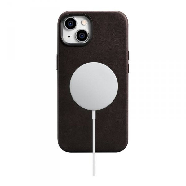 iCarer Oil Wax Premium Leather Case skórzane etui iPhone 14 Plus magnetyczne z MagSafe brązowy (WMI14220703-BN)
