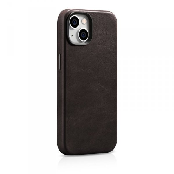 iCarer Oil Wax Premium Leather Case skórzane etui iPhone 14 Plus magnetyczne z MagSafe brązowy (WMI14220703-BN)