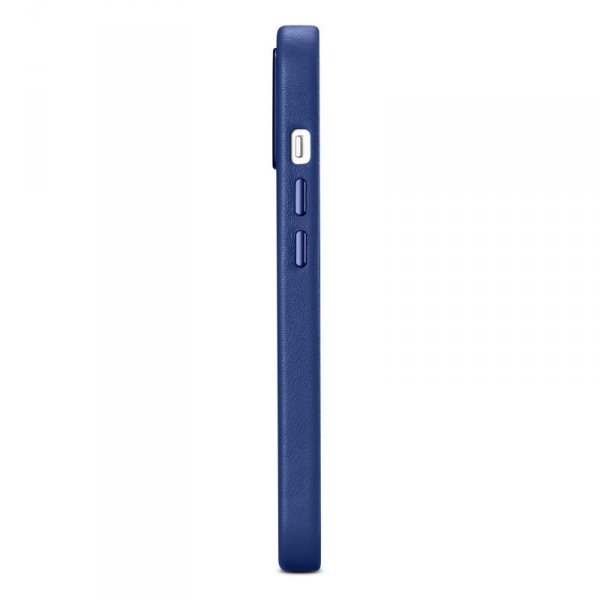 iCarer Case Leather pokrowiec etui z naturalnej skóry do iPhone 14 niebieski (WMI14220705-BU) (kompatybilne z MagSafe)