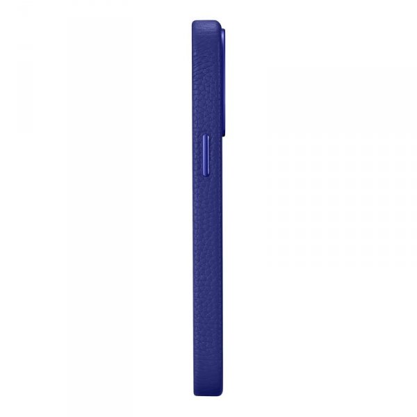 iCarer Litchi Premium Leather Case skórzane etui iPhone 14 Pro magnetyczne z MagSafe ciemnoniebieski (WMI14220710-DB)