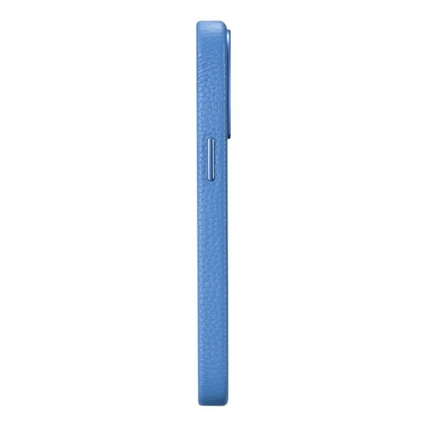 iCarer Litchi Premium Leather Case skórzane etui iPhone 14 Pro magnetyczne z MagSafe jasnoniebieski (WMI14220710-LB)