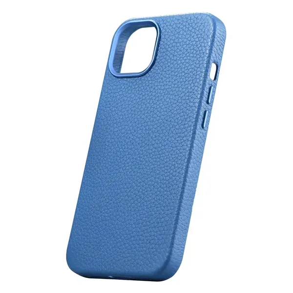 iCarer Litchi Premium Leather Case skórzane etui iPhone 14 Plus magnetyczne z MagSafe jasnoniebieski (WMI14220711-LB)