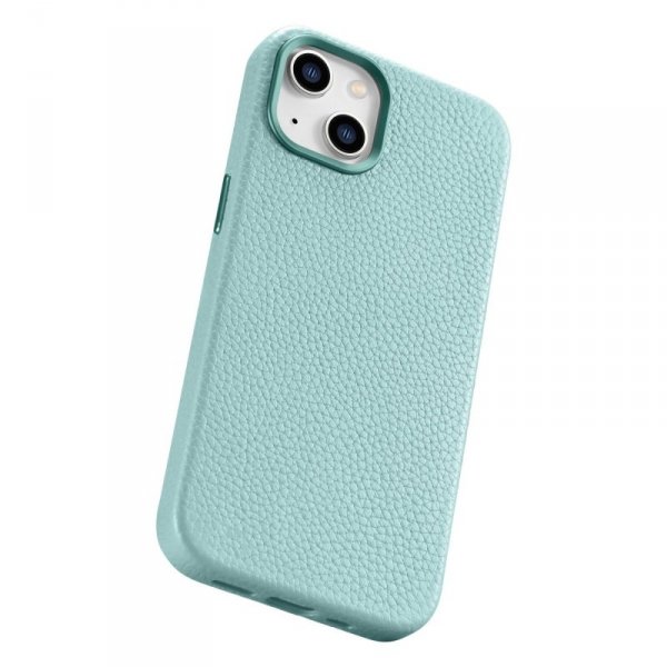 iCarer Litchi Premium Leather Case skórzane etui iPhone 14 Plus magnetyczne z MagSafe zielony (WMI14220711-GN)
