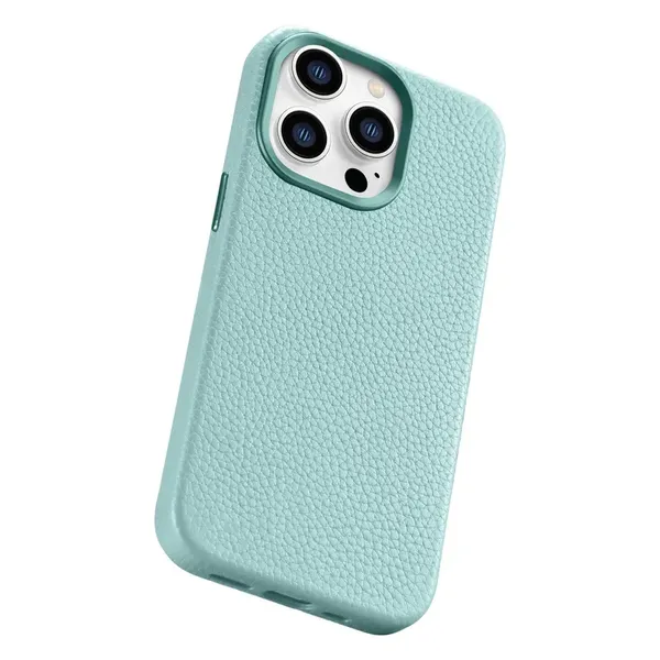 iCarer Litchi Premium Leather Case skórzane etui iPhone 14 Pro Max magnetyczne z MagSafe zielony (WMI14220712-GN)