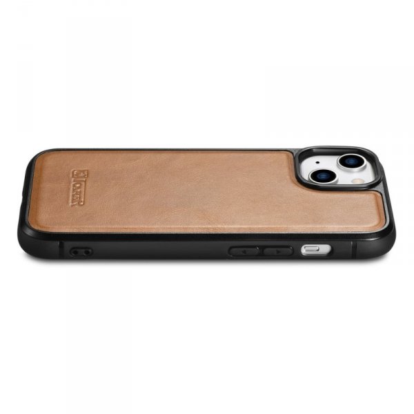 iCarer Leather Oil Wax etui pokryte naturalną skórą do iPhone 14 brązowy (WMI14220717-TN)
