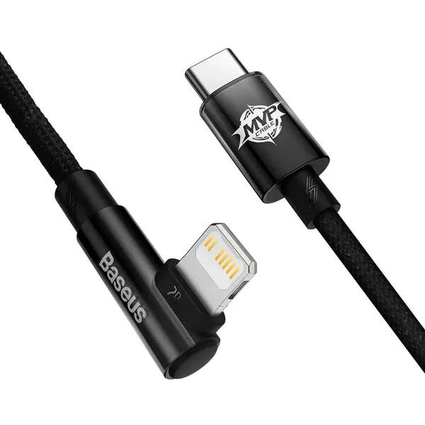 Kabel Baseus CAVP000301 kątowy Lightning - USB-C PD 20W 480Mb/s 2m - czarny