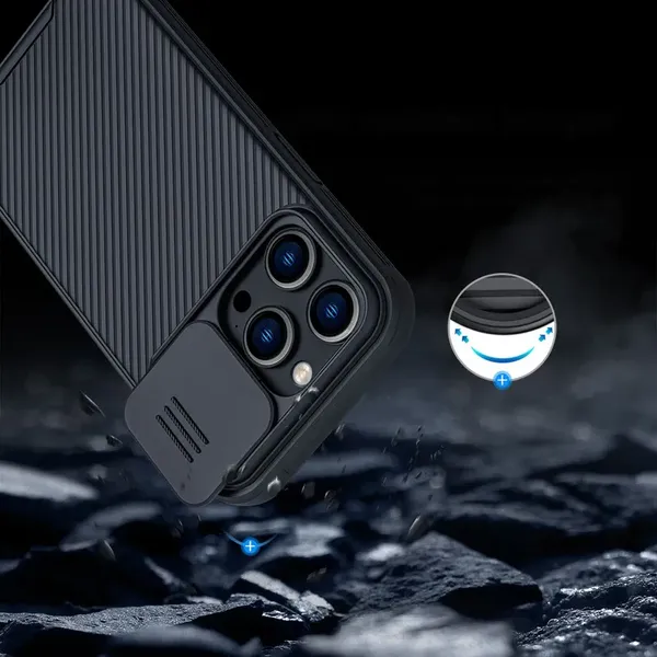 Nillkin CamShield Pro Magnetic Case etui iPhone 14 Pro pokrowiec osłona na aparat kamerę niebieski (z MagSafe)