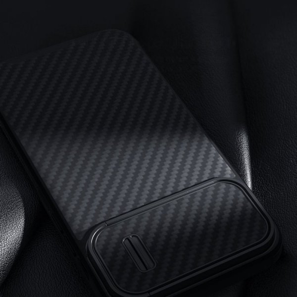 Nillkin Synthetic Fiber S Case etui iPhone 14 Pro z osłoną na aparat czarny