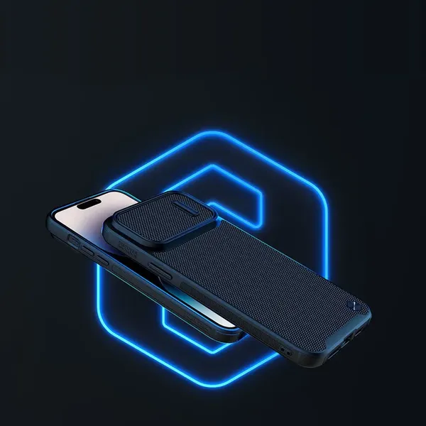 Nillkin Textured S Case etui iPhone 14 Pro Max pancerny pokrowiec z osłoną na aparat niebieski