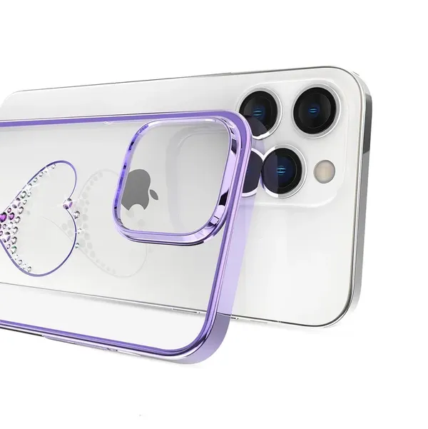 Etui silikonowe z kryształami Swarovski Kingxbar Wish Series do iPhone 14 Pro - fioletowe