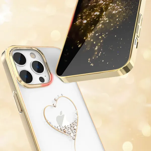 Etui silikonowe z kryształami Swarovski Kingxbar Wish Series do iPhone 14 Plus - złote