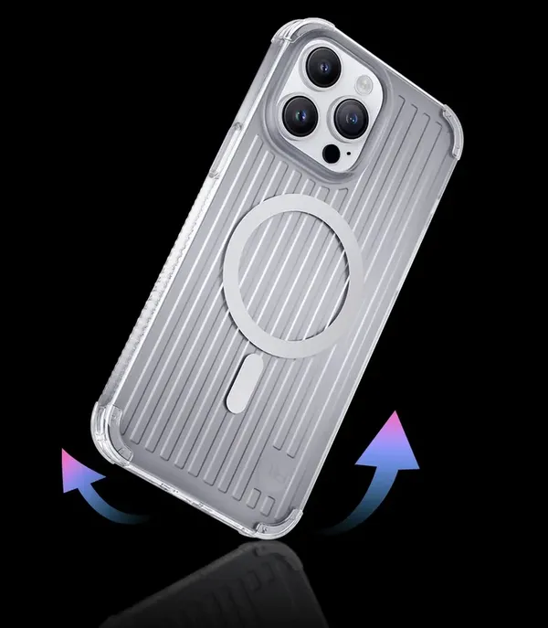 Kingxbar PQY Go Out Series magnetyczne etui iPhone 14 MagSafe srebrne