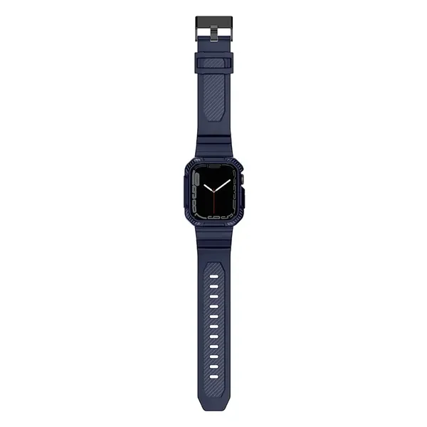 Kingxbar CYF106 2w1 pancerne etui Apple Watch SE, 9, 8, 7, 6, 5, 4, 3, 2, 1 (41, 40, 38 mm) z paskiem niebieskie