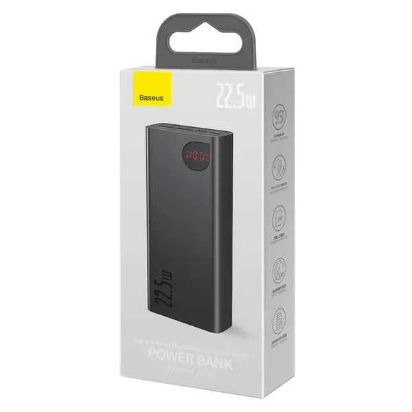 Baseus Adaman powerbank z szybkim ładowaniem 20000mAh 22.5W + kabel USB-A - USB-C 3A 0.3m czarny