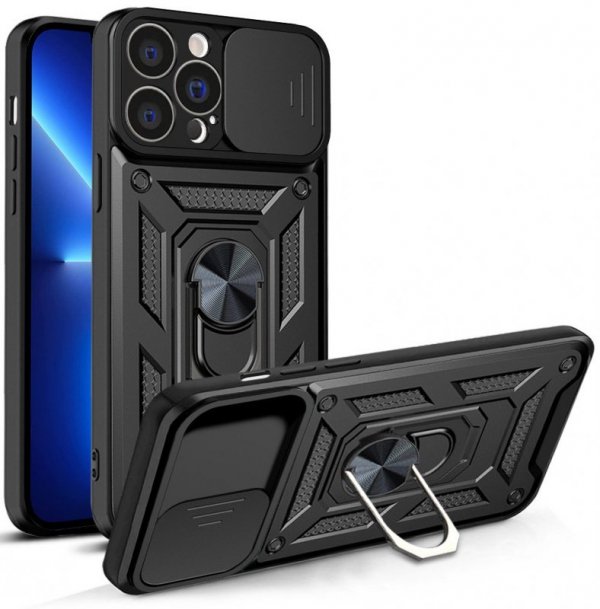 Hybrid Armor Camshield etui iPhone 13 Pro Max pancerny pokrowiec z osłoną na aparat czarne