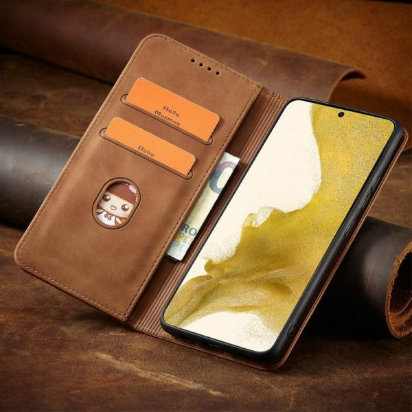 Magnet Fancy Case etui Samsung Galaxy S23 Ultra pokrowiec z klapką portfel podstawka brązowe