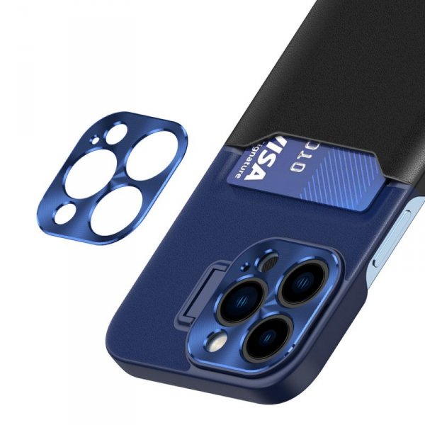 Leather Stand Case etui Samsung Galaxy S23 pokrowiec portfel na kartę z podstawką niebieskie