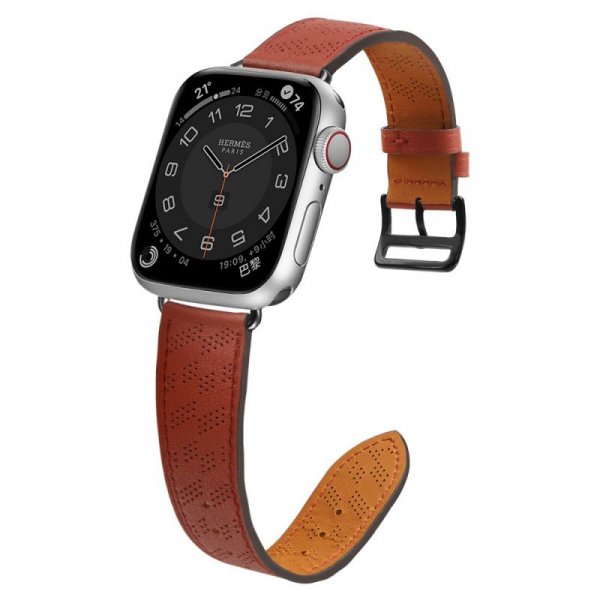 Strap Leather skórzany pasek Apple Watch SE, 9, 8, 7, 6, 5, 4, 3, 2, 1 (41, 40, 38 mm) opaska bransoleta czerwony