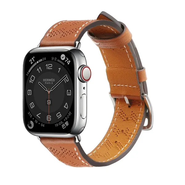 Pasek skórzany Strap Leather do Apple Watch 42 / 44 / 45 / 49 mm opaska bransoleta - brązowy