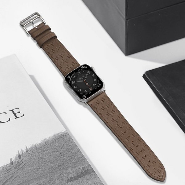 Strap Leather skórzany pasek Apple Watch Ultra, SE, 9, 8, 7, 6, 5, 4, 3, 2, 1 (49, 45, 44, 42 mm) opaska bransoleta ciemnobrązow