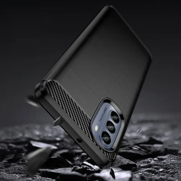 Carbon Case etui do Motorola Moto G62 5G elastyczny silikonowy karbonowy pokrowiec czarne