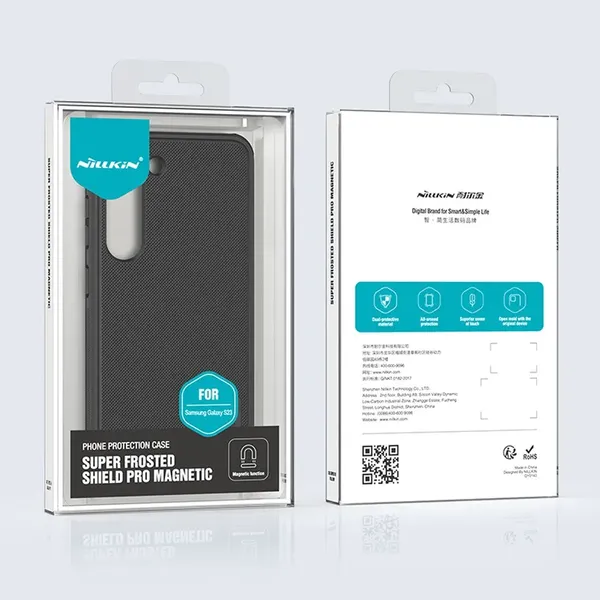 Nillkin Super Frosted Shield Pro Magnetic Case etui Samsung Galaxy S23+ z MagSafe pancerny pokrowiec czarne