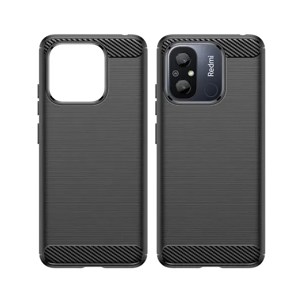 Carbon Case etui do Xiaomi Redmi 11A / Poco C55 / Redmi 12C elastyczny silikonowy karbonowy pokrowiec czarne