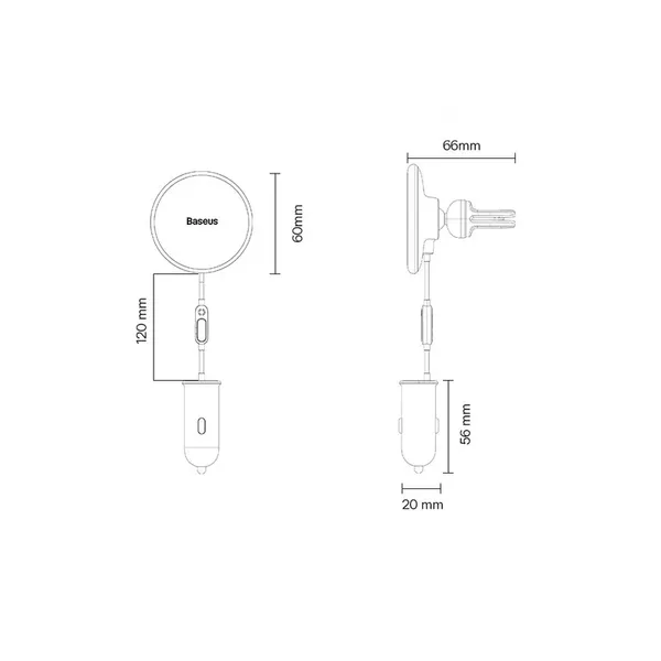Ładowarka indukcyjna do samochodu MagSafe 15W USB 25W Baseus CW01 - czarna