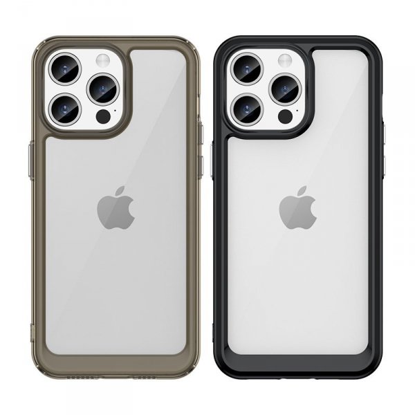 Wzmocnione etui z elastyczną ramką do iPhone 15 Pro Outer Space - czerwone