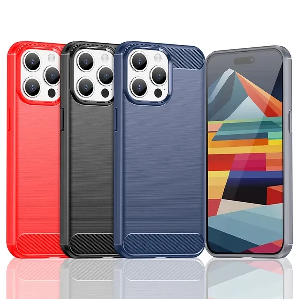 Elastyczne etui wzór karbon do iPhone 15 Pro Max Carbon Case - niebieskie