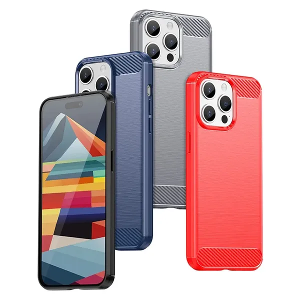 Elastyczne etui wzór karbon do iPhone 15 Pro Max Carbon Case - czarne