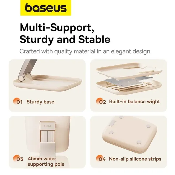 Składany stojak Baseus BS-HP009 Seashell Series na tablet - różowy