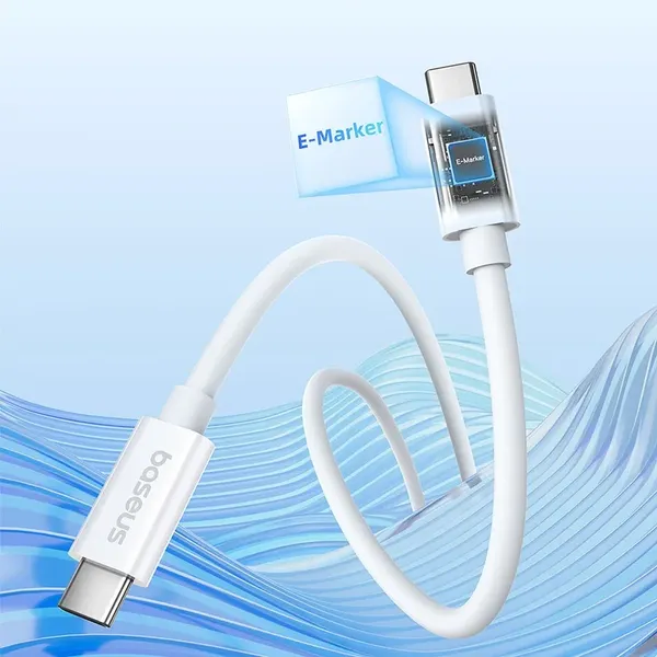 Kabel Baseus CB000066 USB-C - USB-C 240W PD 8K 60Hz 1m - biały