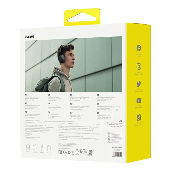 Słuchawki bezprzewodowe Baseus Bass 30 Max nauszne Bluetooth 5.3 - czarne