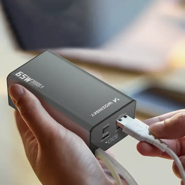 Powerbank Wozinsky K65+ 65W 30000mAh 2x USB-C, 1x USB-A 65W - czarny