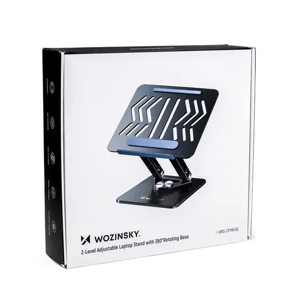 Podstawka pod laptopa, tablet Wozinsky WRS-CPY84SB 360 aluminiowa + Gratis! podstawka do smartfona - czarna