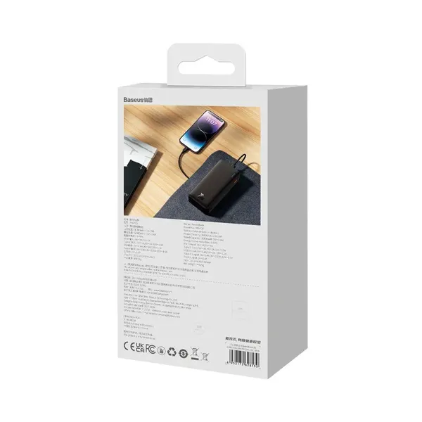 Powerbank Baseus Airpow Fast Charge 20W 30000mAh z kablem USB-C - USB-C 30cm - czarny