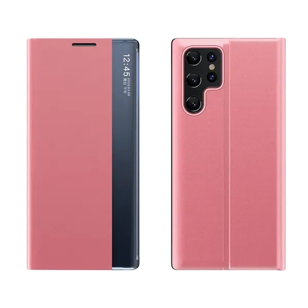 New Sleep Case etui do Samsung Galaxy S25 Ultra pokrowiec z klapką i podstawką - różowe