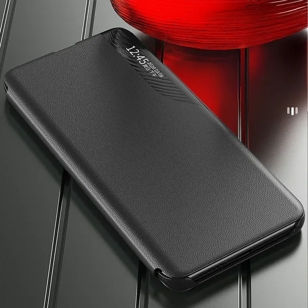 Eco Leather View Case etui do Samsung Galaxy S24 FE z klapką i podstawką - czarne