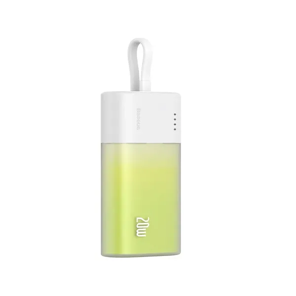 Powerbank Baseus Popsicle 5200mAh 20W z wbudowanym kablem Lightning (+ biały kabel Baseus Simple USB-C - USB-C 60W/20V/3A/30cm) 